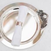 Silver Plated Round Tray Grape Motif image