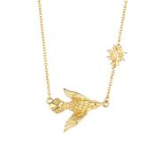 Gold Plated Necklace with Bird and Sun Charm image