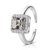 Square Ring with Black &amp; Clear Stones image