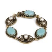 Bracelet with Aqua &amp; Pearl Stone Settings image