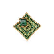 Gold Plated Square Brooch with Green Stones image