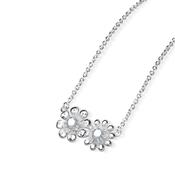 Double Floral Pendant with Clear Stones