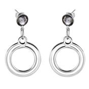 Circular Earrings with Black Stone image