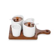 Ceramic and Wood Condiment Set image