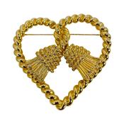1980's Gold Tone Heart Rope Brooch image