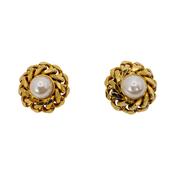 1980's Givenchy Gold Tone Faux Pearl Earrings image