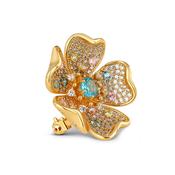 Gold Plated Floral Coloured CZ Brooch image