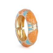 Gold Plated Orange &amp; Green Enamel Bangle image