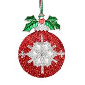 Clear &amp; Red Stone Bauble Christmas Tree Decoration image
