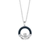 Silver Plated Enamel Claddagh Pendant
