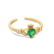 Gold Plated Emerald Green Claddagh Ring image