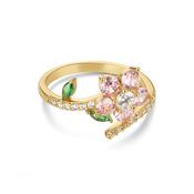 Gold Plated Pink Floral Revolving Ring image
