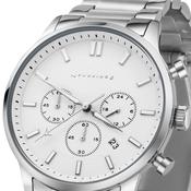 Gents Silver Plated Chronograph Watch White Face image