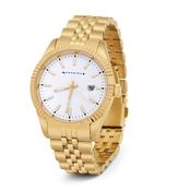 Gents Gold Plated White Dial Steel Bracelet Watch image