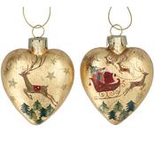 Gold/Nostalgia Sleigh Glass Heart Christmas Decoration – 2 Designs image