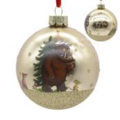 Gold Gruffalo &amp; Mouse Glass Christmas Bauble image