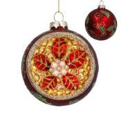 Red/Ornate Gold Dimple Glass Christmas Bauble image