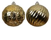 Shatterproof Baubles Light Gold 15 cm – 2 Assorted Designs image