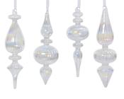 Glass Christmas Bauble Clear Finial 5.5 cm – 4 Assorted Designs image