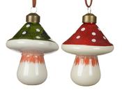Glass Mushroom with dots - Red or Green image