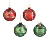 Glass Christmas Bauble Round 8 cm – 4 Assorted Designs image