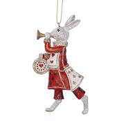 Resin White Rabbit with Trumpet Christmas Decoration image