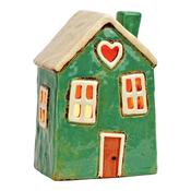 Green Stoneware Light-Up House 18 cm