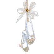 Clear Acrylic &amp; Gold Ribbon Ballet Shoes Christmas Decoration image