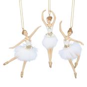 Cream &amp; Gold Ballerina with Feather Tutu Christmas Decoration – 3 Designs image