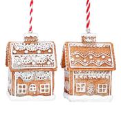 Red &amp; White Gingerbread Lace House Christmas Decorations – 2 Assorted Designs image