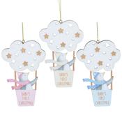 Baby's First Wooden Penguin in Cloud Christmas Decoration – 3 Designs image
