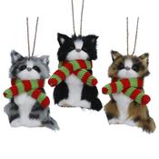 Faux Fur Kitten with Scarf Christmas Decoration – 3 Designs