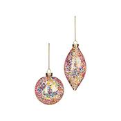Iridescent Sequin Glass Christmas Decorations 8-13 cm - 2 Assorted Shapes image