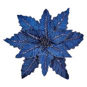 Artificial Navy Velvet Poinsettia Clip 31 cm image
