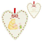 Winnie-the-Pooh Baby's First Christmas Wooden Heart Decoration image