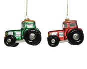 Glass Christmas Decoration Tractor 9.5 cm – 2 Assorted Colours image