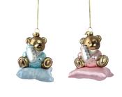 Glass Christmas Decoration Bear 8.5 cm – 2 Assorted Colours image