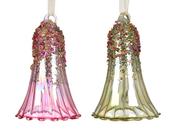 Glass Christmas Decoration Bell 7 cm – 2 Assorted Colours image