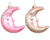 Glass Christmas Decoration Moon 10 cm – 2 Assorted Colours image
