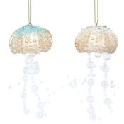 Blue &amp; Gold Resin Jellyfish Christmas Decorations – 2 Assorted Designs image