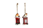 Resin Robin on Letterbox &amp; Telephone Box Christmas Decorations – 2 Assorted Designs image
