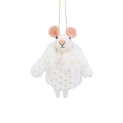 Wool Mouse in White Coat Christmas Decoration image
