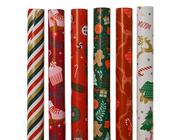 Gift Wrapping Paper Roll Christmas Designs 200 × 70 cm – 6 Assorted Designs image