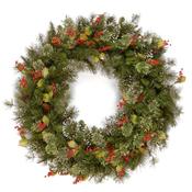 24 Inch Wintry Pine Artificial Christmas Wreath with Pine Cones &amp; Red Berries image