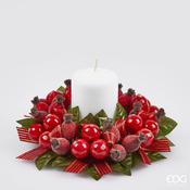 Artificial Rosehip Berry &amp; Leaf Candle Ring 20 cm image