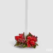 Artificial Rosehip Berry &amp; Leaf Candle Ring 10 cm