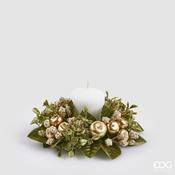 Artificial Green &amp; Gold Apple Candle Ring 16 cm image