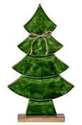 Large Natural &amp; Dark Green Mango Wood Christmas Tree with Bow