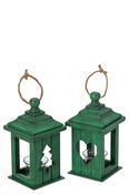 Green Fir Wood Lantern - 2 Assorted Designs image