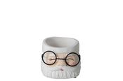 Small White &amp; Ecru Cement Plant Pot image